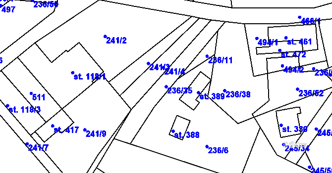 Parcela st. 236/35 v KÚ Hoješín, Katastrální mapa