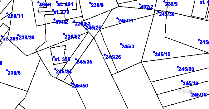 Parcela st. 245/26 v KÚ Hoješín, Katastrální mapa