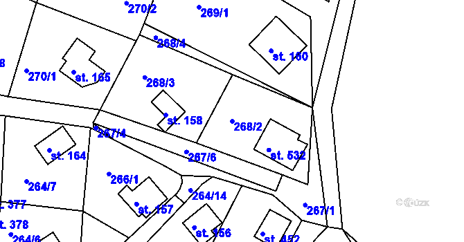 Parcela st. 268/2 v KÚ Hoješín, Katastrální mapa