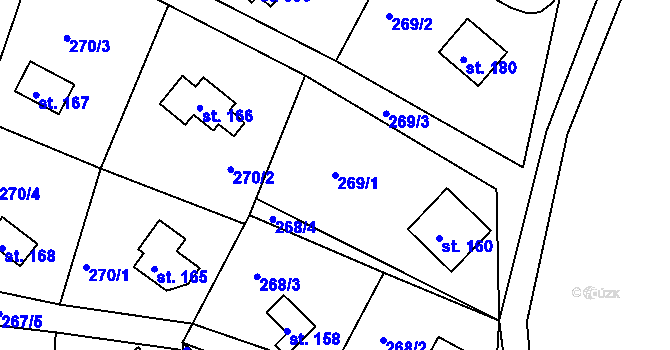 Parcela st. 269/1 v KÚ Hoješín, Katastrální mapa