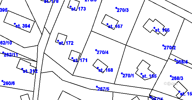 Parcela st. 270/4 v KÚ Hoješín, Katastrální mapa