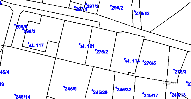 Parcela st. 276/2 v KÚ Hoješín, Katastrální mapa