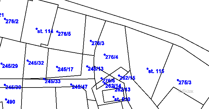 Parcela st. 276/4 v KÚ Hoješín, Katastrální mapa