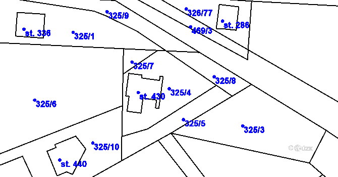 Parcela st. 325/4 v KÚ Hoješín, Katastrální mapa