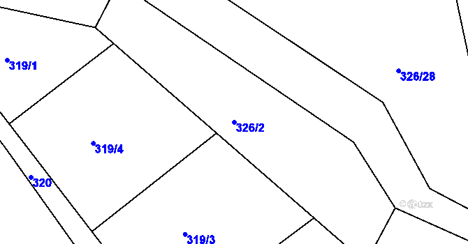 Parcela st. 326/2 v KÚ Hoješín, Katastrální mapa