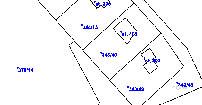 Parcela st. 343/40 v KÚ Hoješín, Katastrální mapa