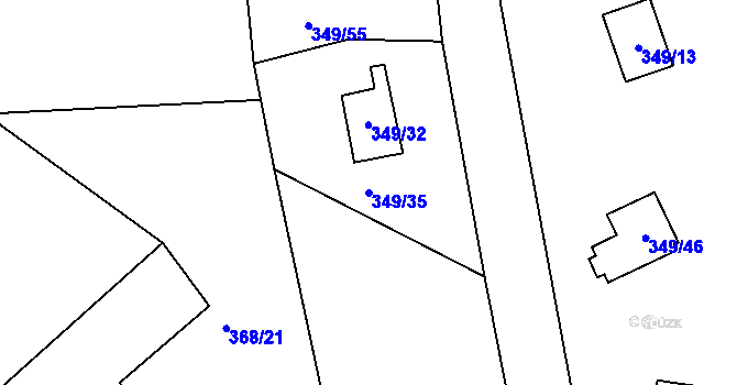 Parcela st. 349/35 v KÚ Hoješín, Katastrální mapa