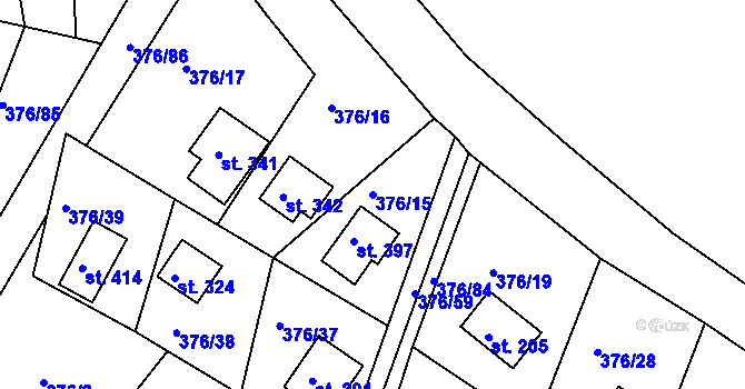 Parcela st. 376/15 v KÚ Hoješín, Katastrální mapa