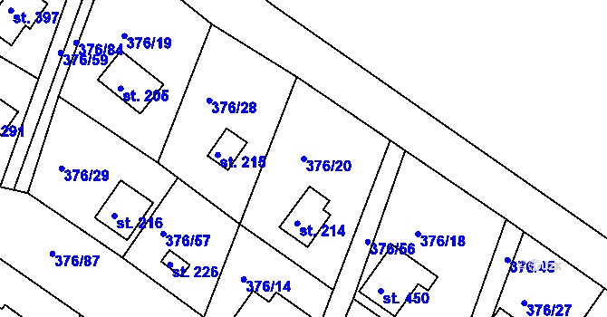 Parcela st. 376/20 v KÚ Hoješín, Katastrální mapa