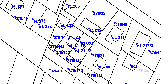 Parcela st. 376/24 v KÚ Hoješín, Katastrální mapa