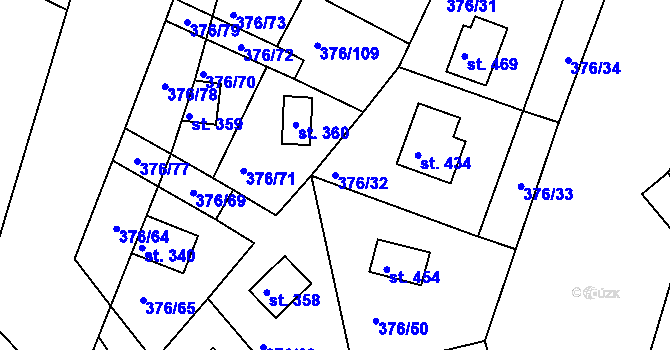 Parcela st. 376/32 v KÚ Hoješín, Katastrální mapa