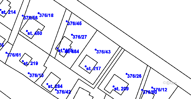 Parcela st. 376/43 v KÚ Hoješín, Katastrální mapa
