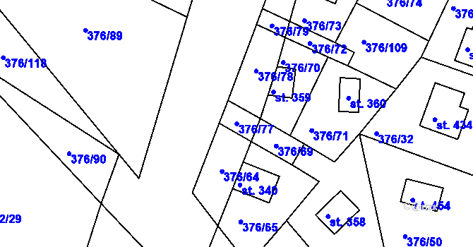 Parcela st. 376/77 v KÚ Hoješín, Katastrální mapa