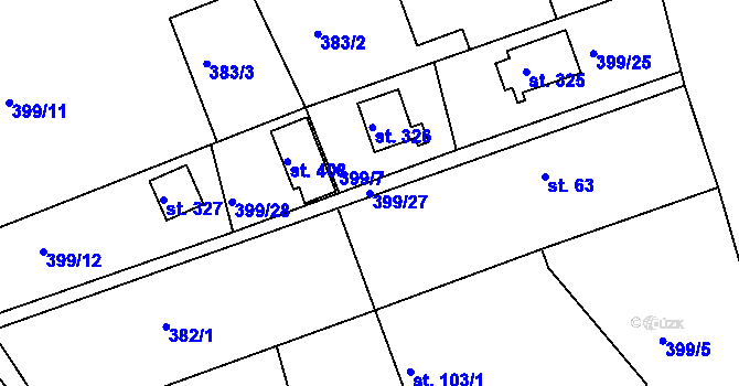 Parcela st. 399/27 v KÚ Hoješín, Katastrální mapa