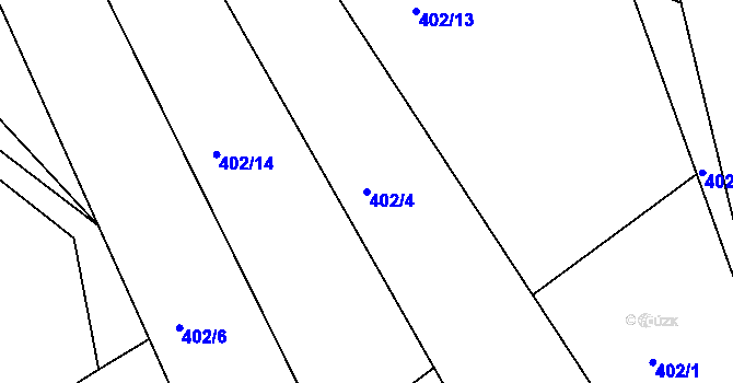 Parcela st. 402/4 v KÚ Hoješín, Katastrální mapa