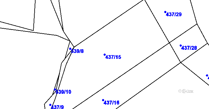 Parcela st. 437/15 v KÚ Hoješín, Katastrální mapa