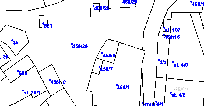 Parcela st. 458/6 v KÚ Hoješín, Katastrální mapa