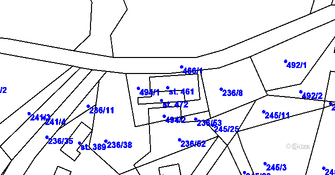 Parcela st. 461 v KÚ Hoješín, Katastrální mapa