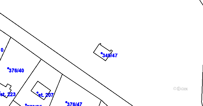 Parcela st. 349/47 v KÚ Hoješín, Katastrální mapa