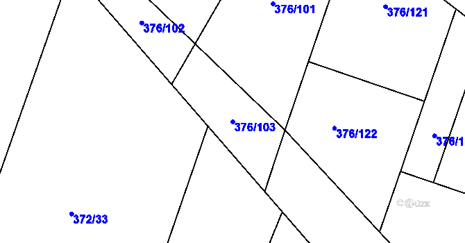 Parcela st. 376/103 v KÚ Hoješín, Katastrální mapa