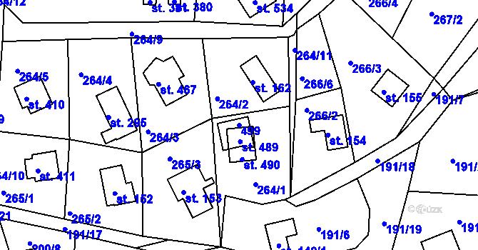 Parcela st. 499 v KÚ Hoješín, Katastrální mapa