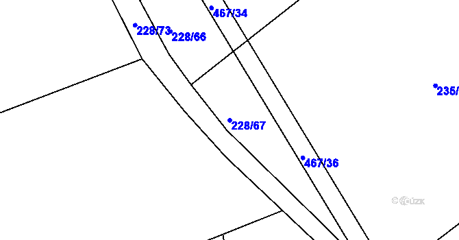 Parcela st. 228/67 v KÚ Hoješín, Katastrální mapa