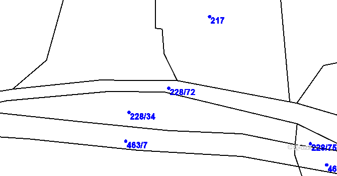 Parcela st. 228/72 v KÚ Hoješín, Katastrální mapa