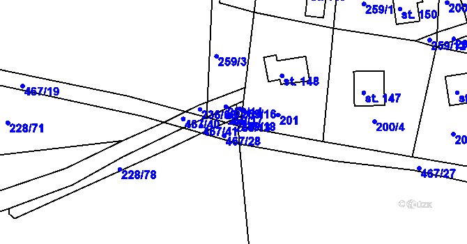 Parcela st. 259/13 v KÚ Hoješín, Katastrální mapa