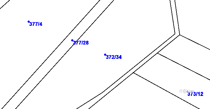 Parcela st. 372/34 v KÚ Hoješín, Katastrální mapa