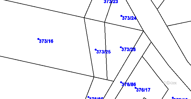 Parcela st. 373/25 v KÚ Hoješín, Katastrální mapa