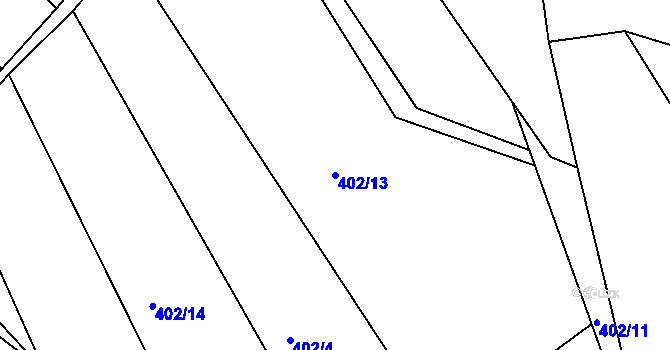 Parcela st. 402/13 v KÚ Hoješín, Katastrální mapa