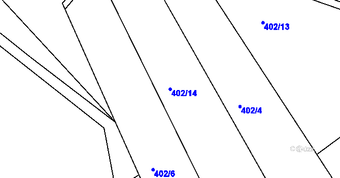 Parcela st. 402/14 v KÚ Hoješín, Katastrální mapa