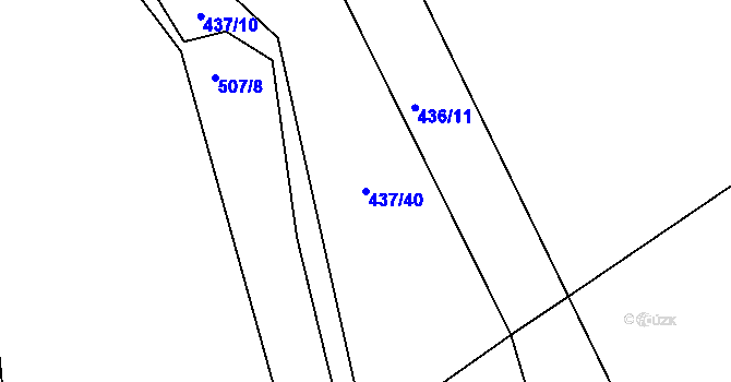 Parcela st. 437/40 v KÚ Hoješín, Katastrální mapa
