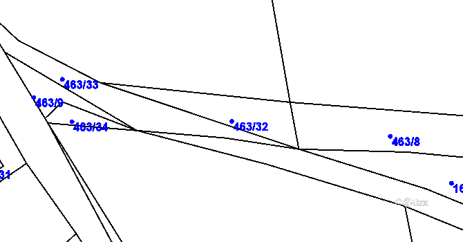 Parcela st. 463/32 v KÚ Hoješín, Katastrální mapa