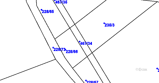 Parcela st. 467/34 v KÚ Hoješín, Katastrální mapa