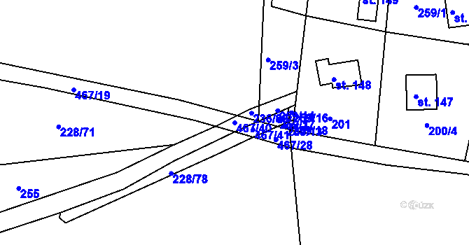 Parcela st. 467/40 v KÚ Hoješín, Katastrální mapa