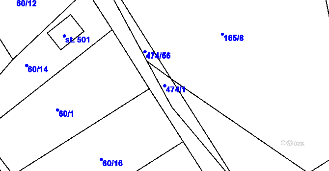 Parcela st. 474/1 v KÚ Hoješín, Katastrální mapa