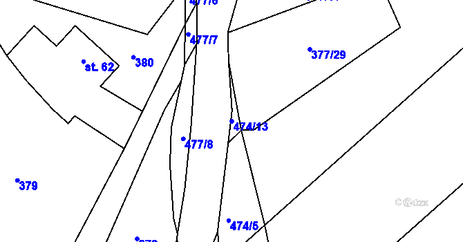 Parcela st. 474/13 v KÚ Hoješín, Katastrální mapa