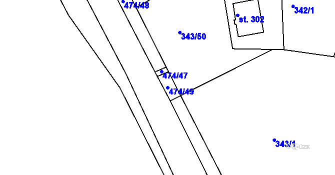 Parcela st. 474/49 v KÚ Hoješín, Katastrální mapa