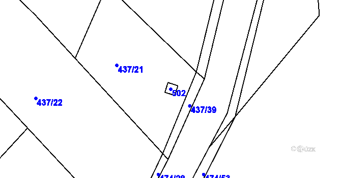 Parcela st. 502 v KÚ Hoješín, Katastrální mapa