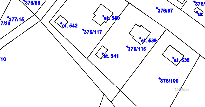 Parcela st. 541 v KÚ Hoješín, Katastrální mapa