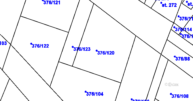 Parcela st. 376/120 v KÚ Hoješín, Katastrální mapa