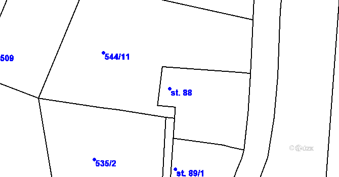 Parcela st. 88 v KÚ Hojkov, Katastrální mapa