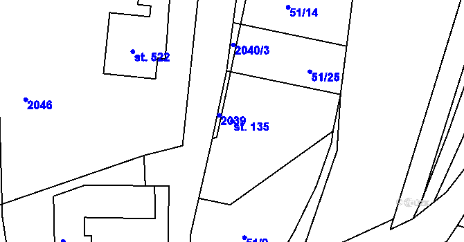 Parcela st. 135 v KÚ Hojkov, Katastrální mapa