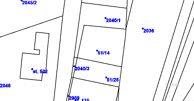 Parcela st. 51/14 v KÚ Hojkov, Katastrální mapa