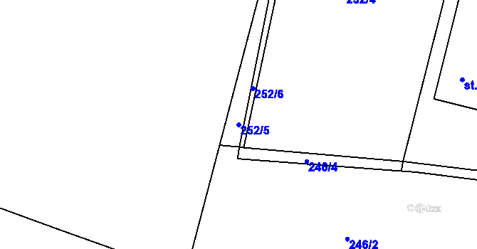 Parcela st. 252/5 v KÚ Hojkov, Katastrální mapa