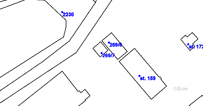 Parcela st. 269/7 v KÚ Hojkov, Katastrální mapa