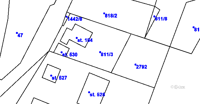 Parcela st. 811/3 v KÚ Hojkov, Katastrální mapa