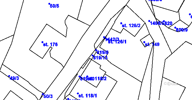 Parcela st. 819/8 v KÚ Hojkov, Katastrální mapa