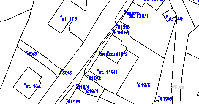 Parcela st. 819/10 v KÚ Hojkov, Katastrální mapa